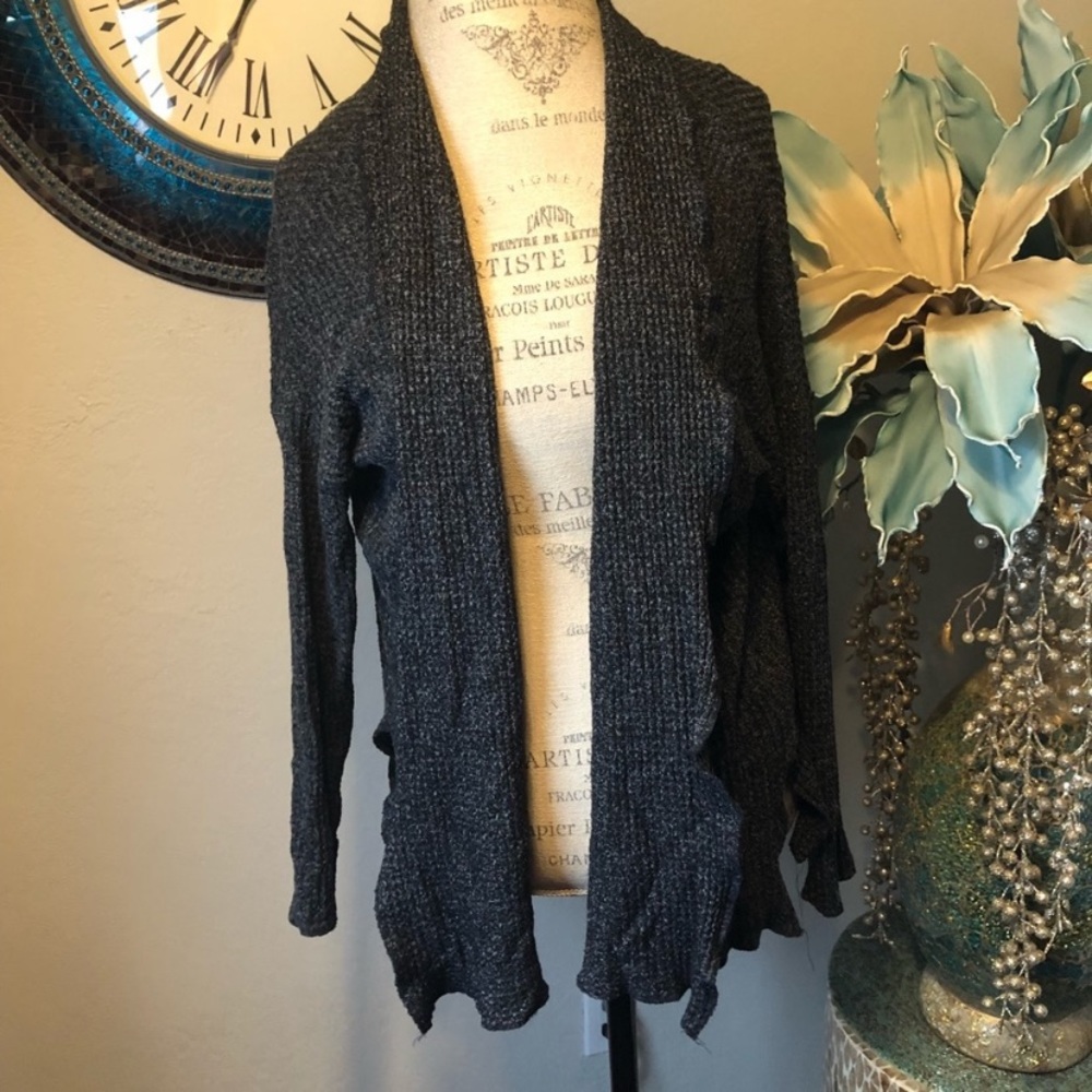 AEO soft and sexy plush gray waffle knit cardigan